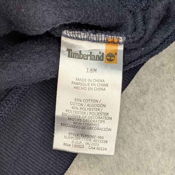 Timberland Baby Boy 18M Navy Blue Logo Sweatshirt Pullover Crew Neck Casual - Picture 9 of 9